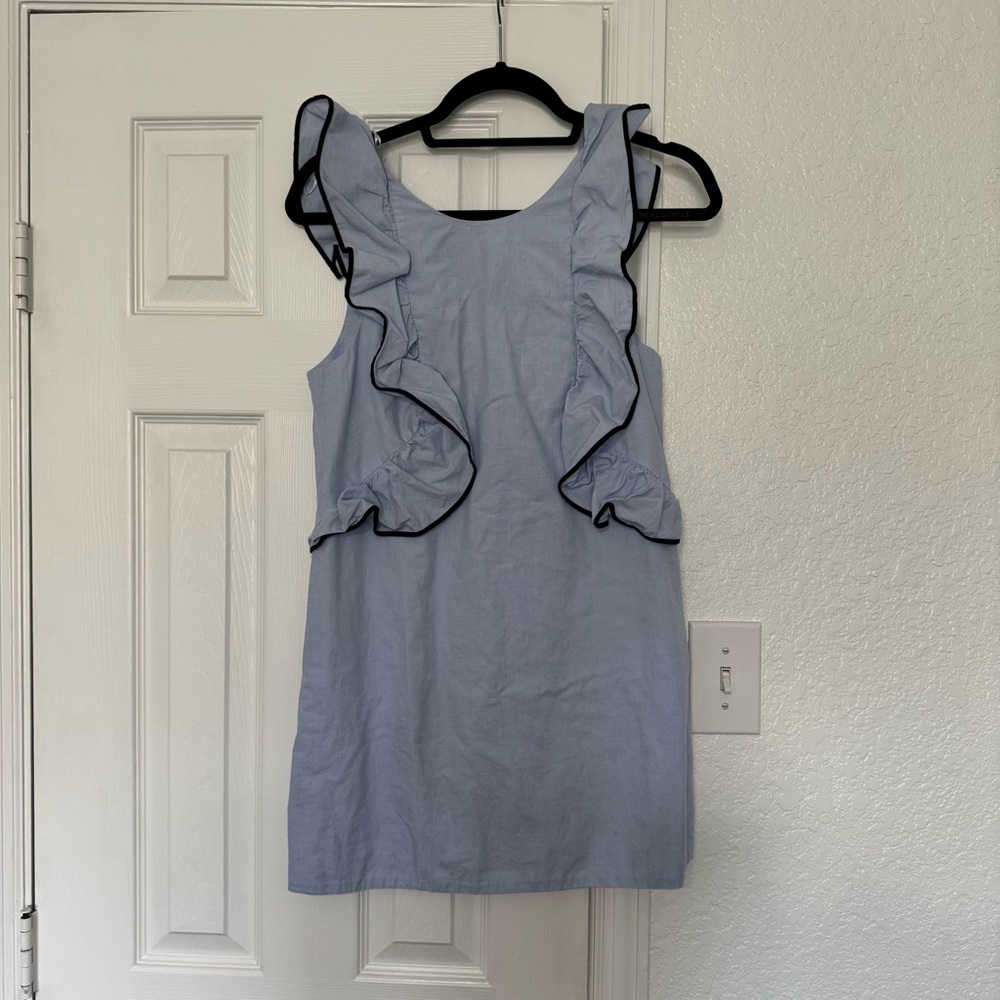Zara Light Blue Ruffle Mini Dress 100% Cotton Small